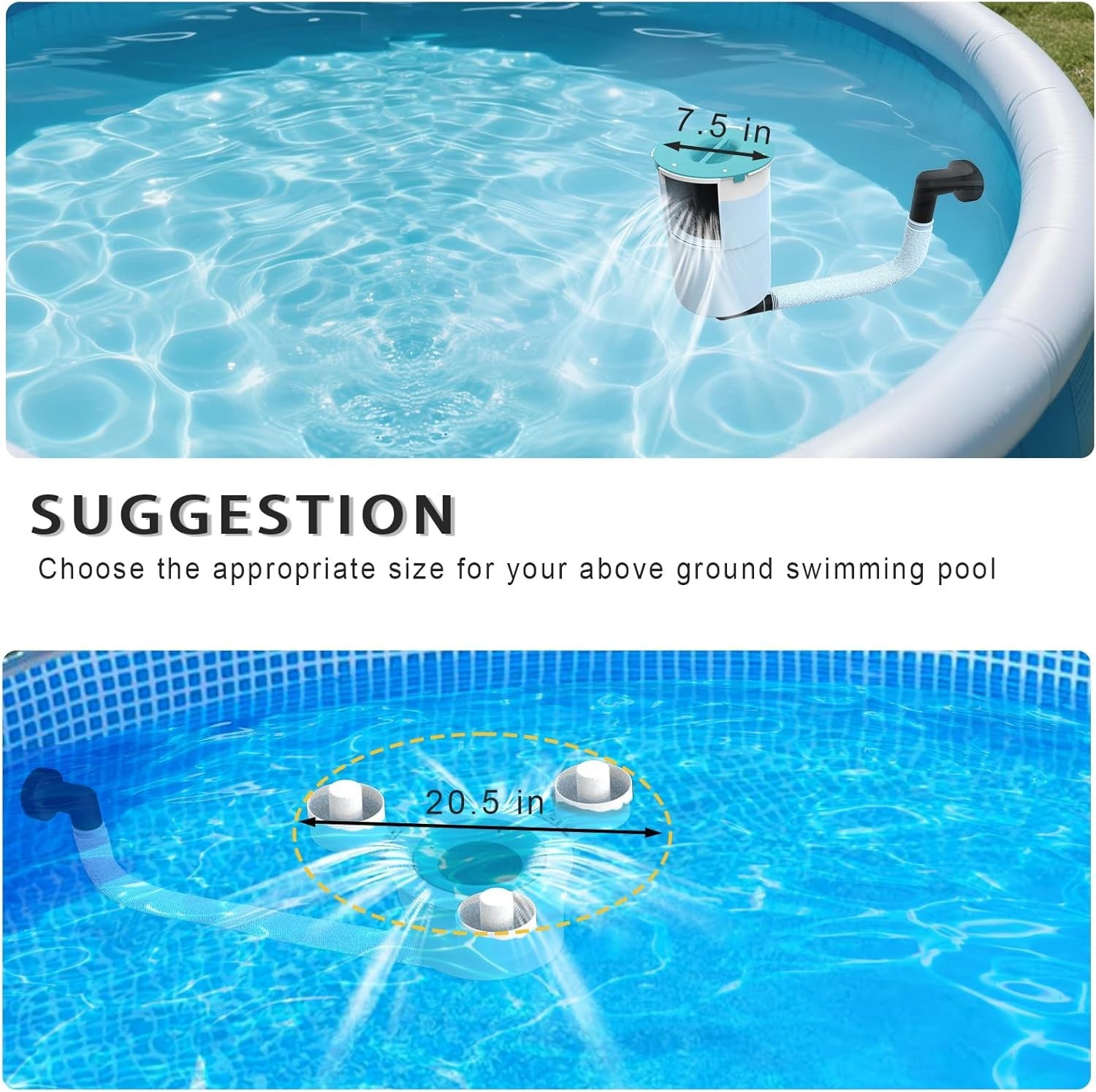Floating Pool Skimmer with Basket for Above Ground Pools Automatic Floating