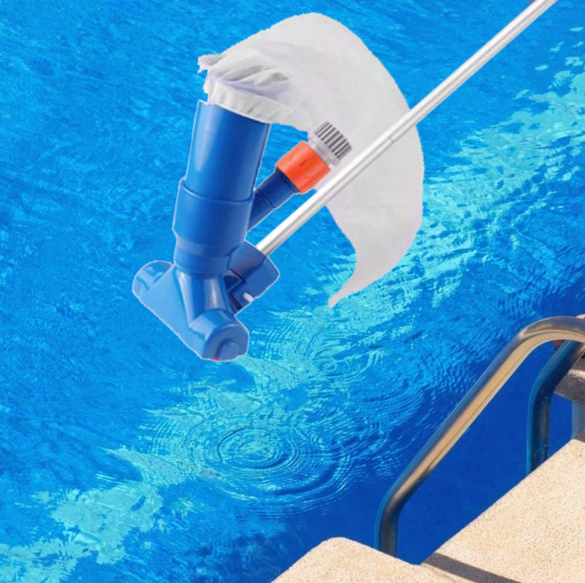 Portable Pool Vacuum Cleaner Jet Cleaning Kit Leaf Skimmer w 5 Poles