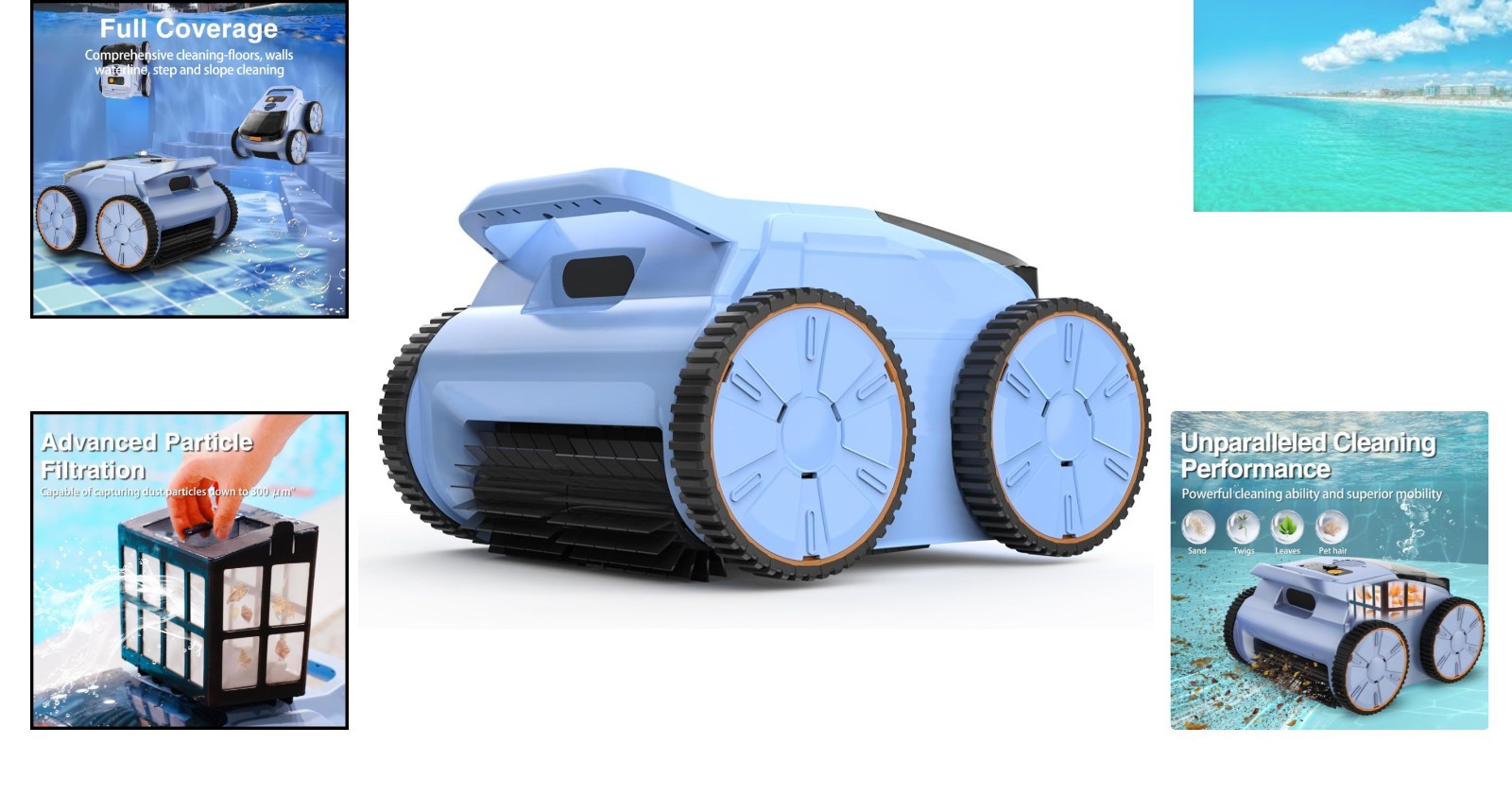 Waterproof Robotic Pool Cleaner – 150 Min Runtime, Easy Retrieval Hook Included