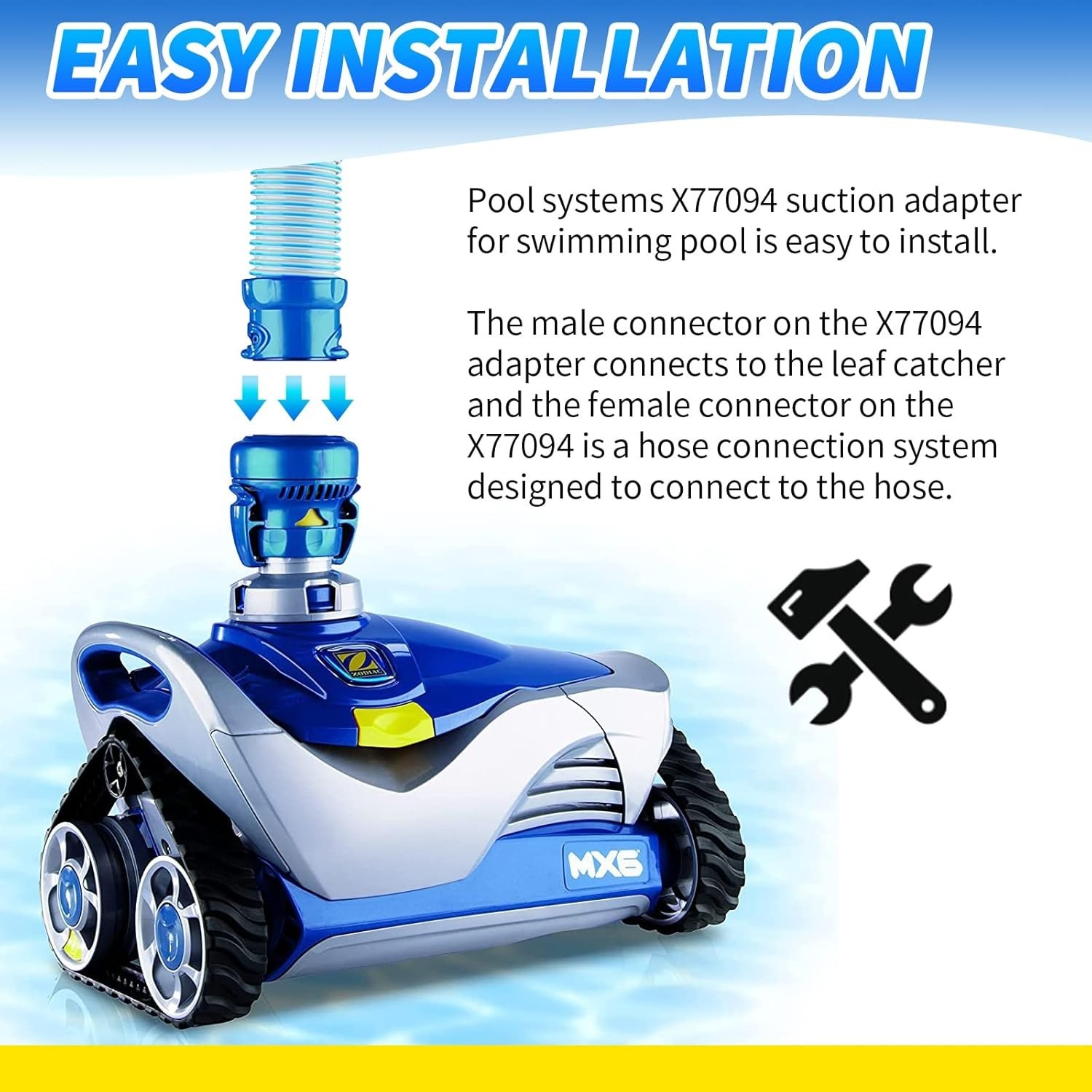 X77094 Pool Vacuum Hose Adapter for Zodiac Mx8 Mx6 Pool Systems Suction Adapt…