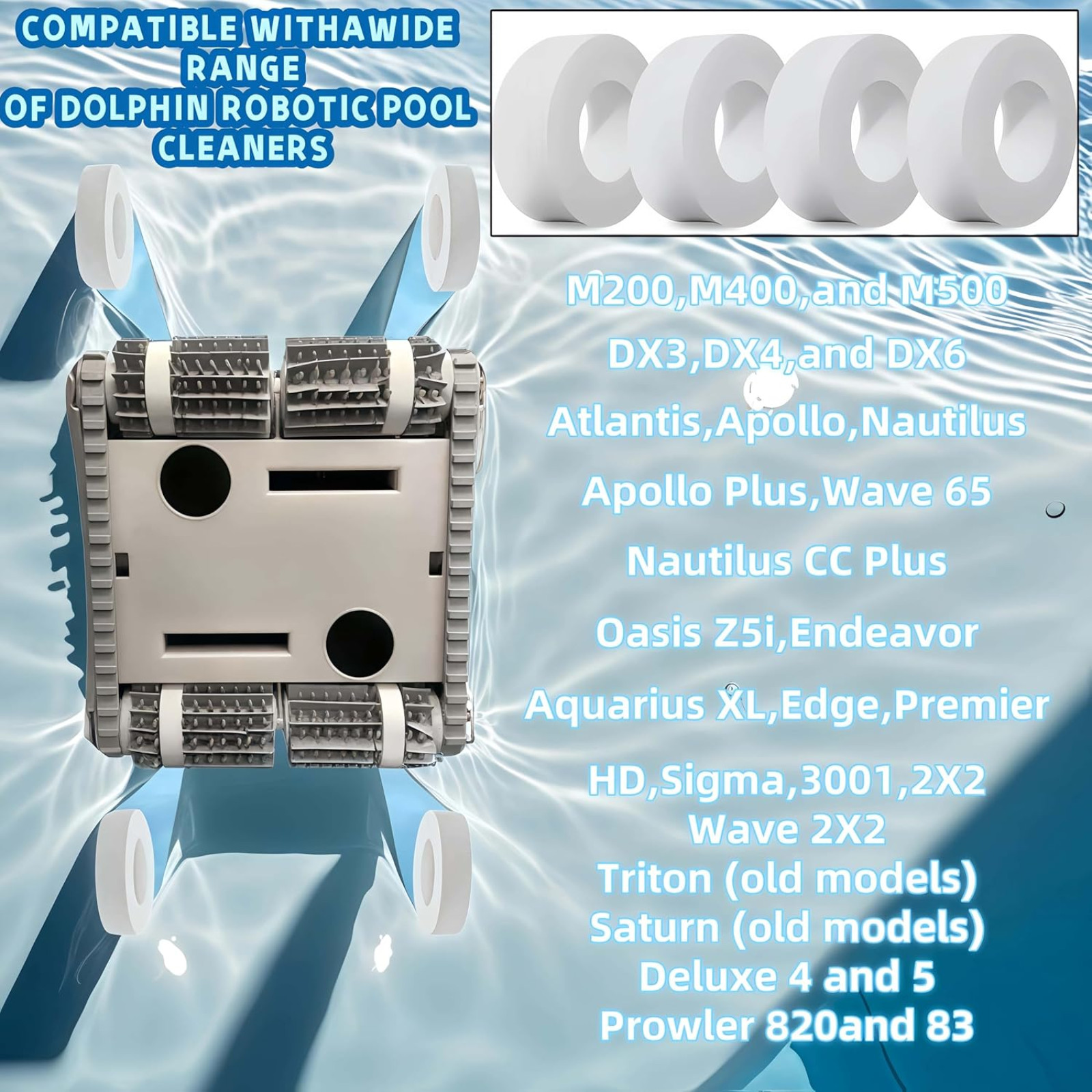 4 Pack 6101611-R4 Climbing Rings for Maytronics Dolphin Pool Cleaners.