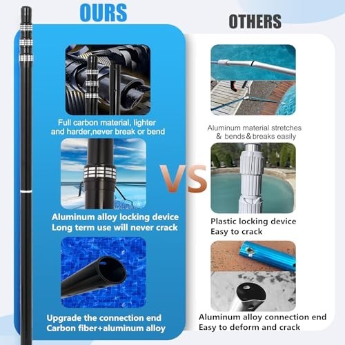 Telescopic Carbon Fiber Swimming Pool Pole – 12ft Adjustable Cleaning Rod for Sk