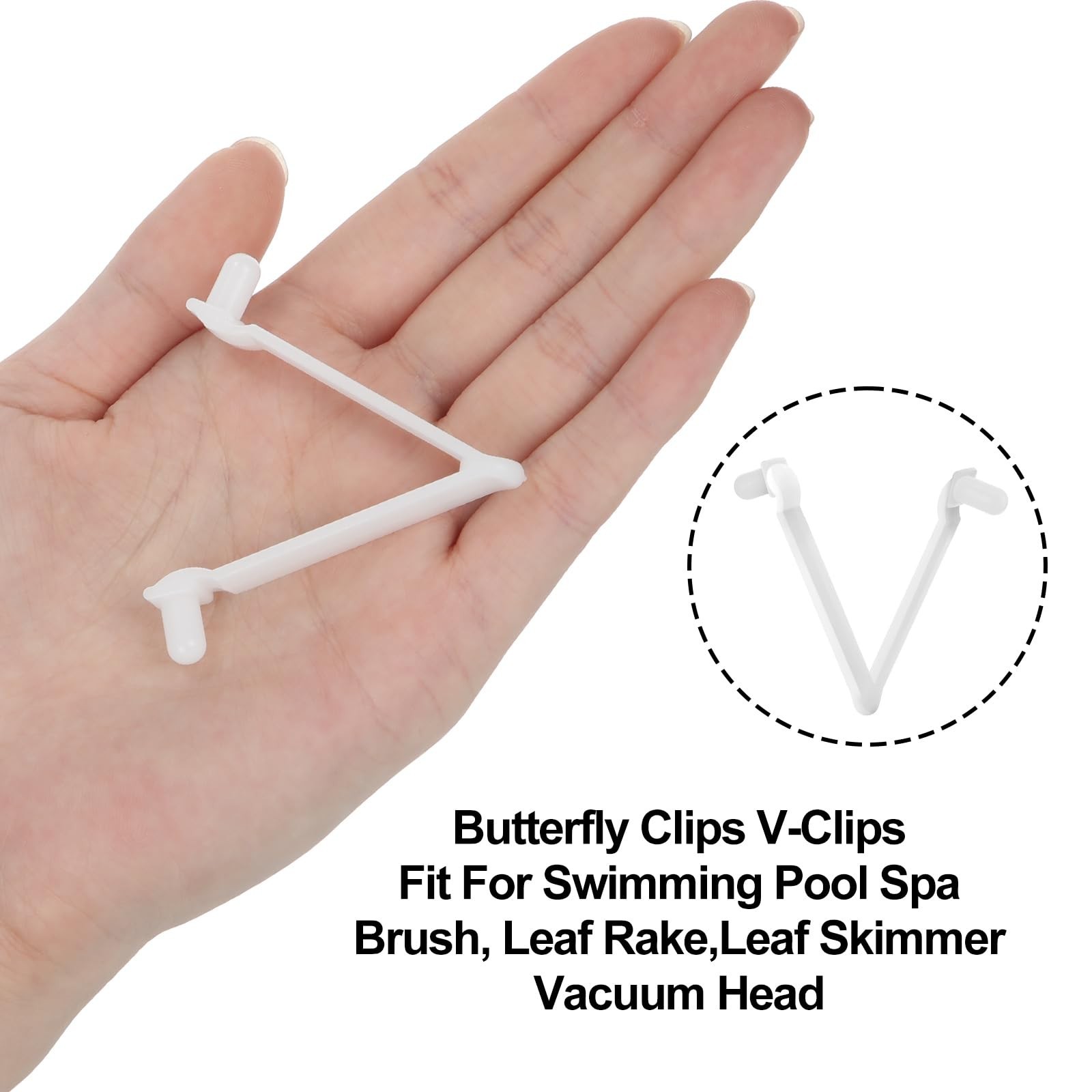 40 Pcs Pool Butterfly Clips – V Shape Universal Pole Clips for Skimmer Nets & Va