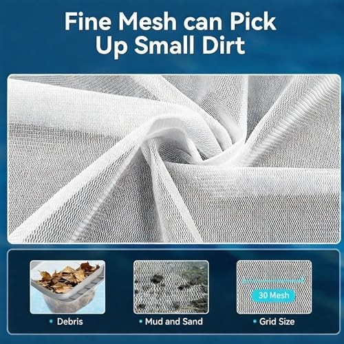 Pool Skimmer Net Heavy Duty Fine Mesh 15.5 Inch Deep Leaves Debris for Inground