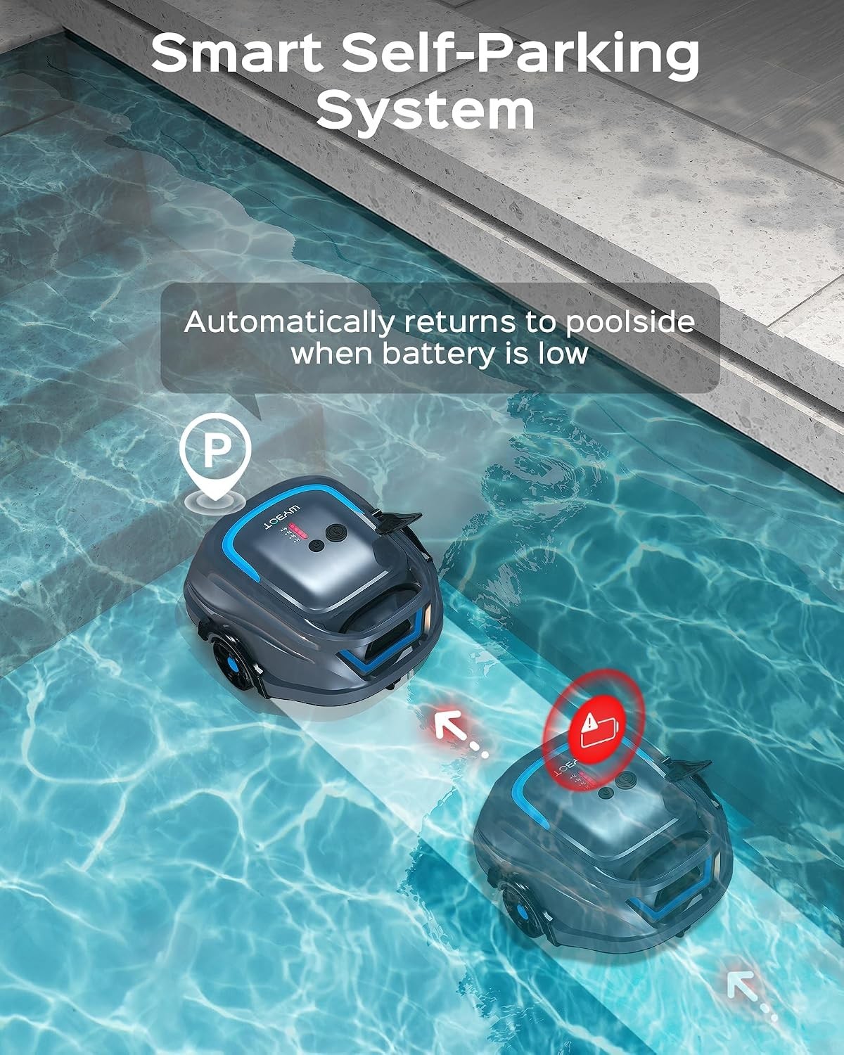 A1 Robotic Pool Cleaner – Cordless with 2280 GPH Suction & 130 Min Runtime