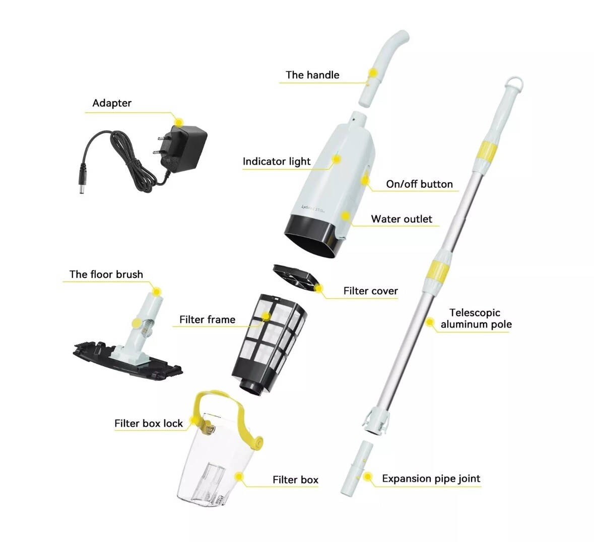 (2024 Upgraded) Lydsto Handheld Pool Vacuum with Telescopic Pole, Cordless Re…