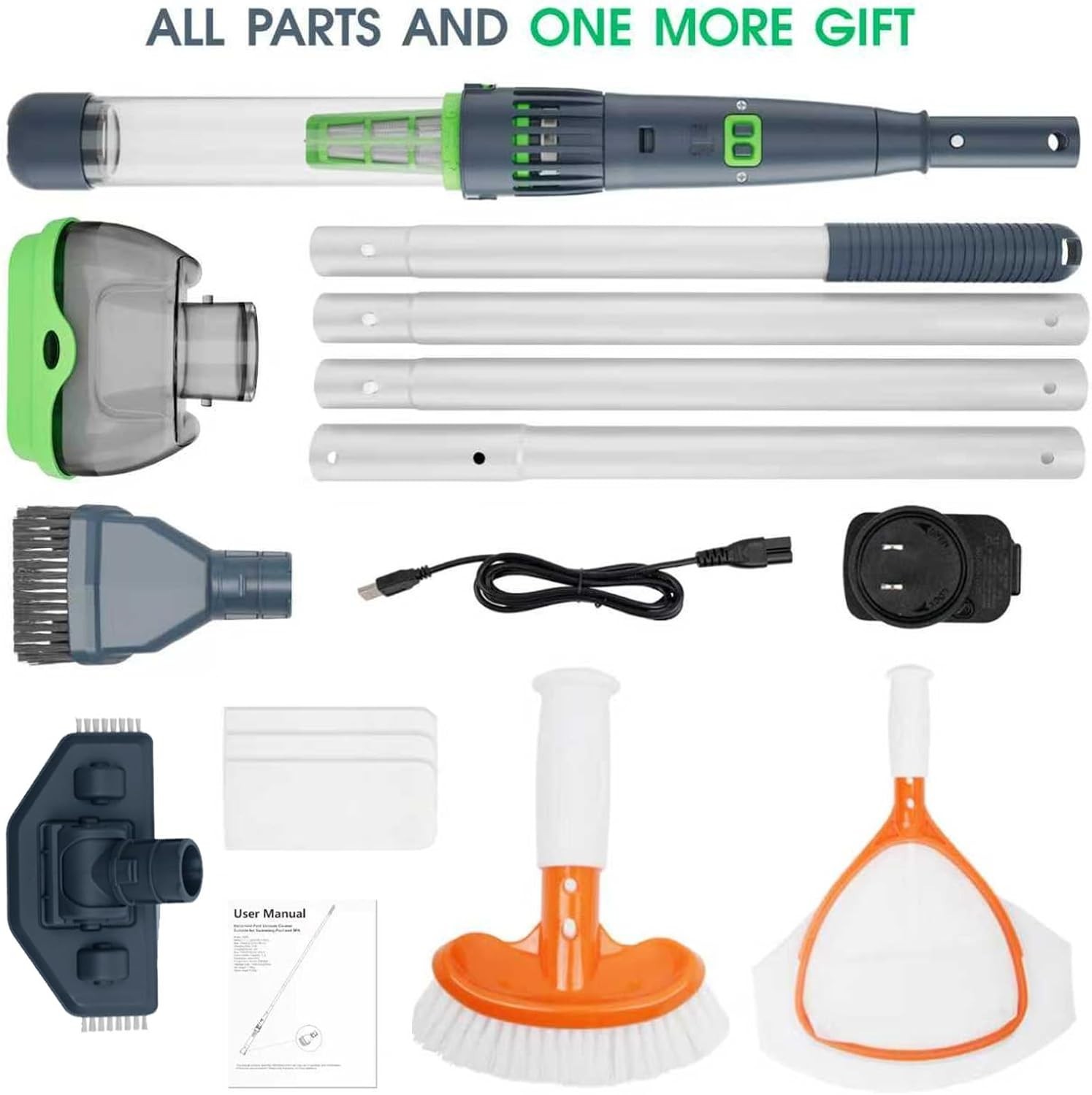 Rechargeable Hot Tub & Pool Vacuum Cleaner, 70 Min Runtime, Magnetic Drive