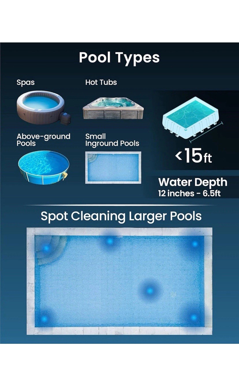KOKIDO upgrade Rechargeable Handheld Pool Vacuum Aluminum Pole and 2 Brushes