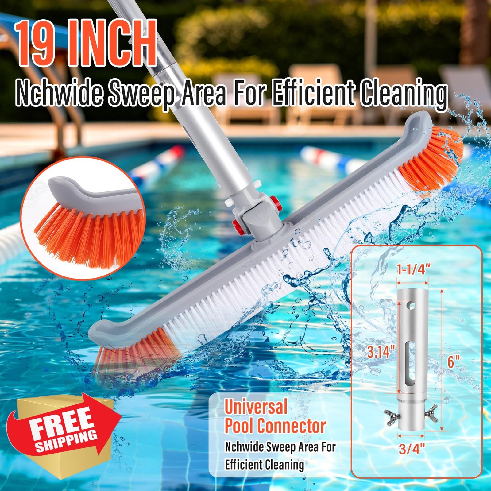 ACTREY Telescoping Pool Pole 16FT with Brush