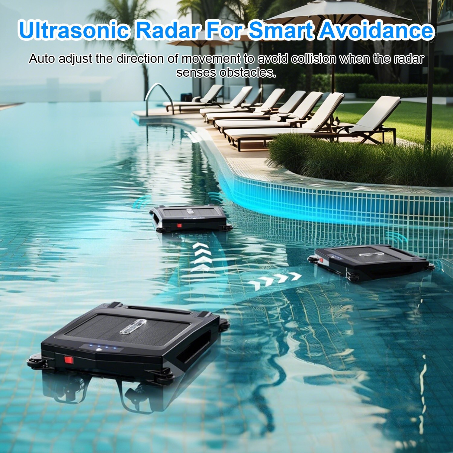 Solar Powered Auto Robotic Pool Surface Skimmer Cleaner w Cleaning Battery Power