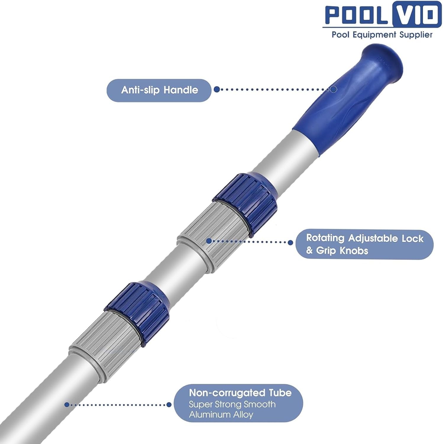 Effortless Pool Maintenance: 15FT Adjustable Telescopic Pole with Reliable Grip