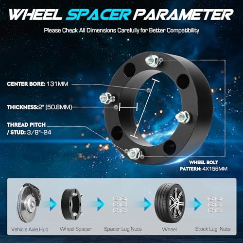 4pcs 4×156 2 inch (50.8mm) ATV Wheel Spacers w/ 131mm 2&Prime;-4x156mm-131mm w/o Hub