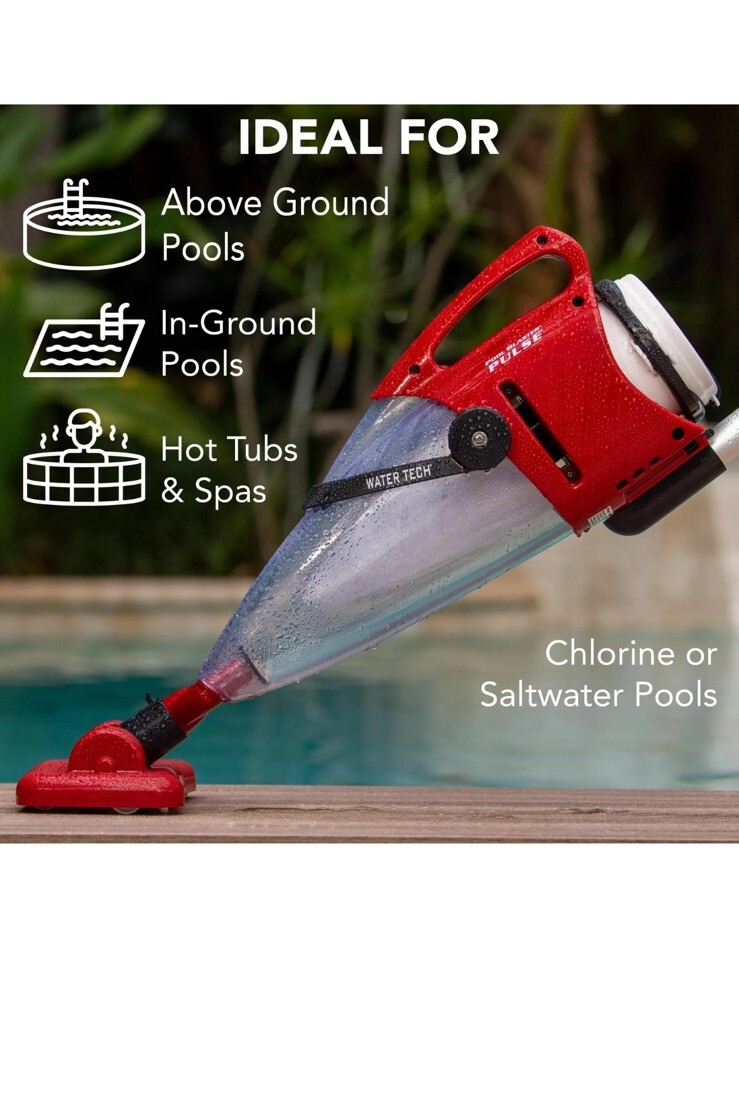 POOL BLASTER Pulse Cordless Pool Vacuum w/Pole Set – Large Debris Capacity & …