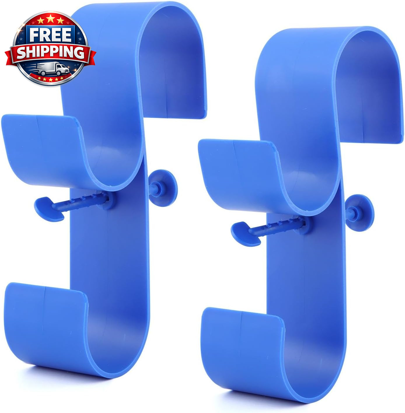 Poolside Pool Leaf Skimmer Net Holder, Swimming Pool Pole Hanger Hooks, 2 Hooks