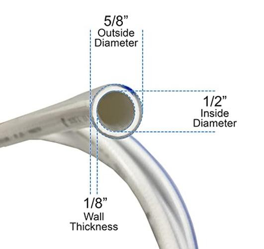 1/2&Prime; ID x 5/8&Prime; OD Heavy Duty Braided PVC Tubing Reinforced Hose, Non 10 Feet