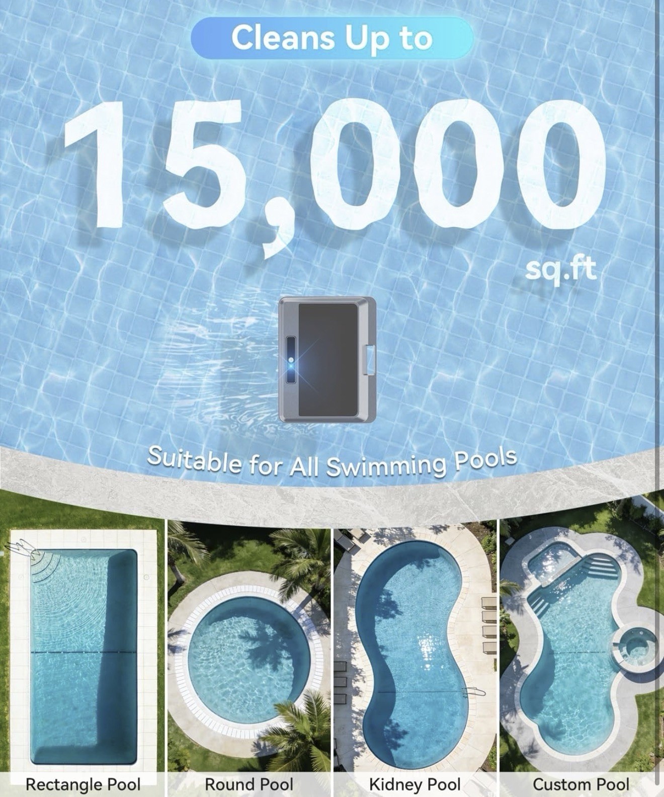 amazen F1T Solar Robotic Pool Skimmer, Remote/App, Self-Docking, Gray