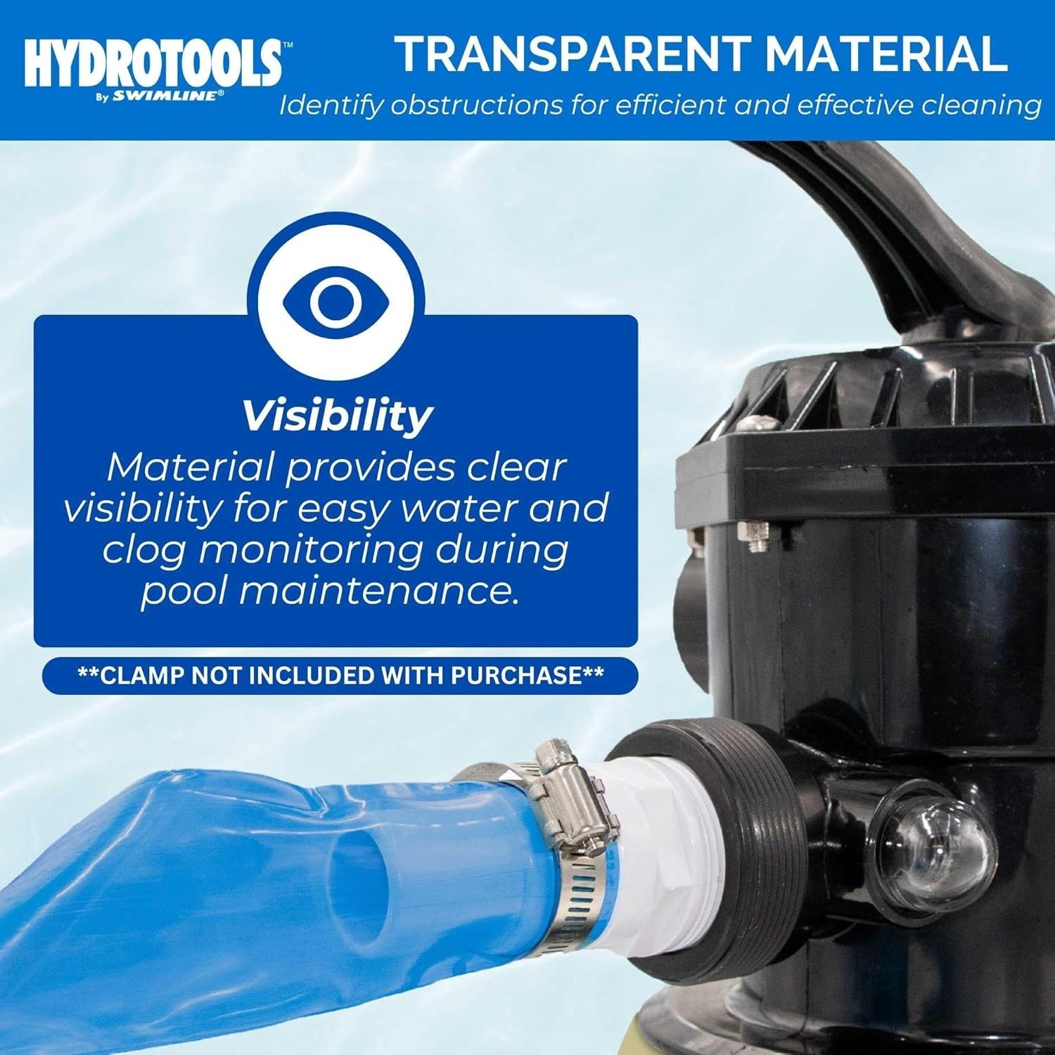 HYDROTOOLS 50ft Kink-Free PVC Backwash Hose for Pool Maintenance | Heavy Duty