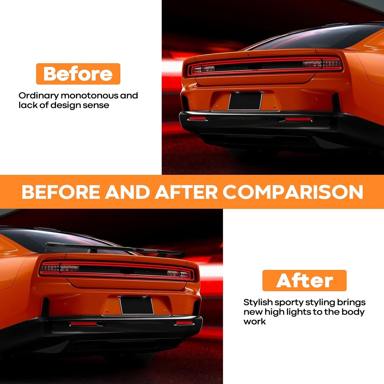 Universal Rear Spoiler 54 Inch Seagull Style Glossy Black
