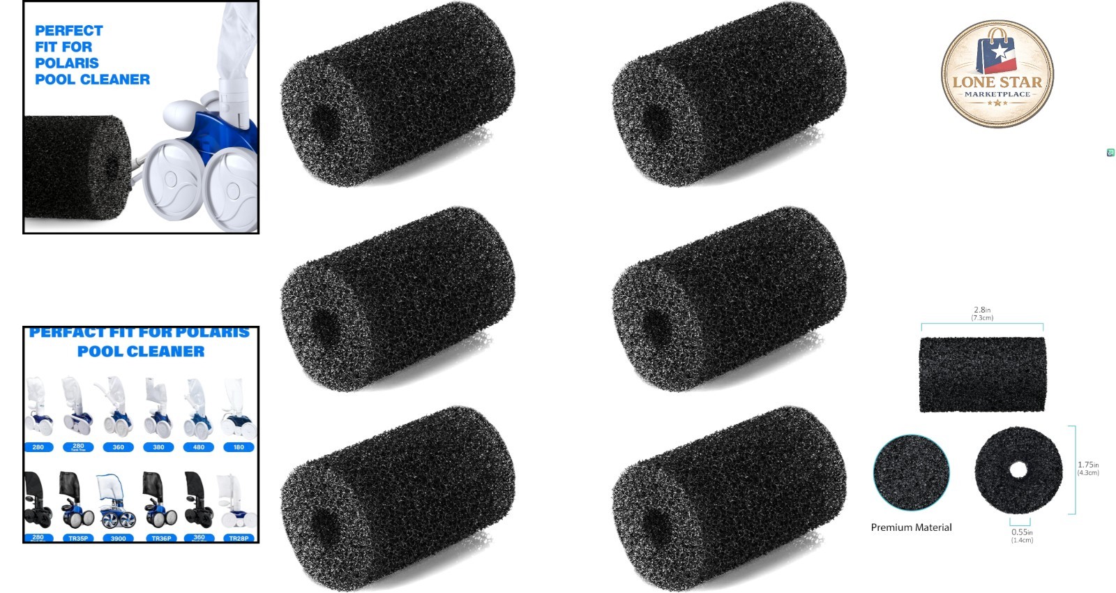 6-Pack Replacement Scrubbers for Polaris Pool Cleaners – Durable & Efficient