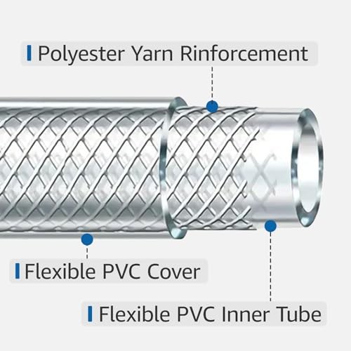 Heavy Duty Clear Braided Plastic 25 Feet – 1/2&Prime; ID x 3/4&Prime; OD
