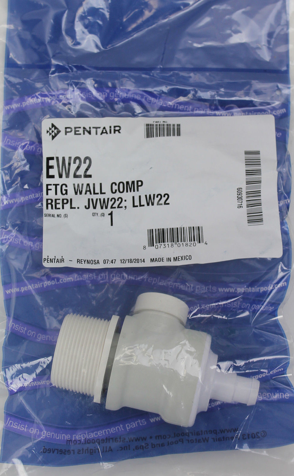 Pentair Letro Legend EW22 Wall Fitting Assembly fits Polaris