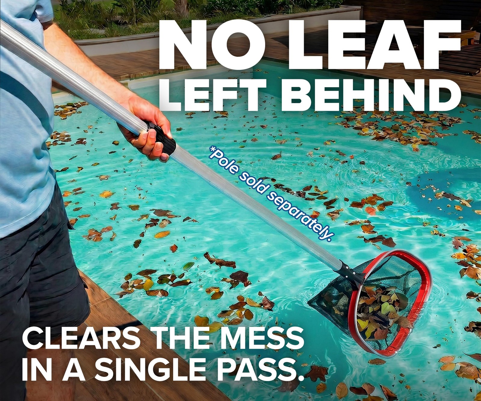 Heavy Duty Pool Net for Inground & Above Ground Pools Leaf Rake with Rubber