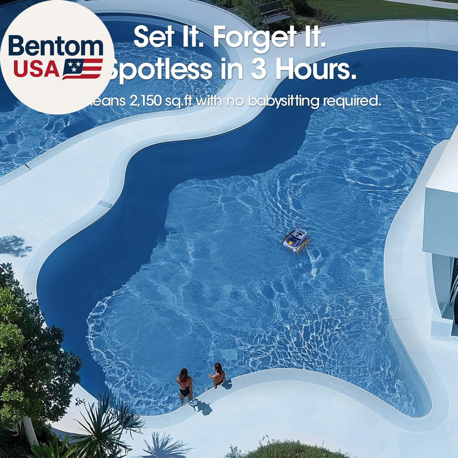 Cordless Robotic Pool Vacuum with Smarter Navigation & Track Drive, Dual 180W Br