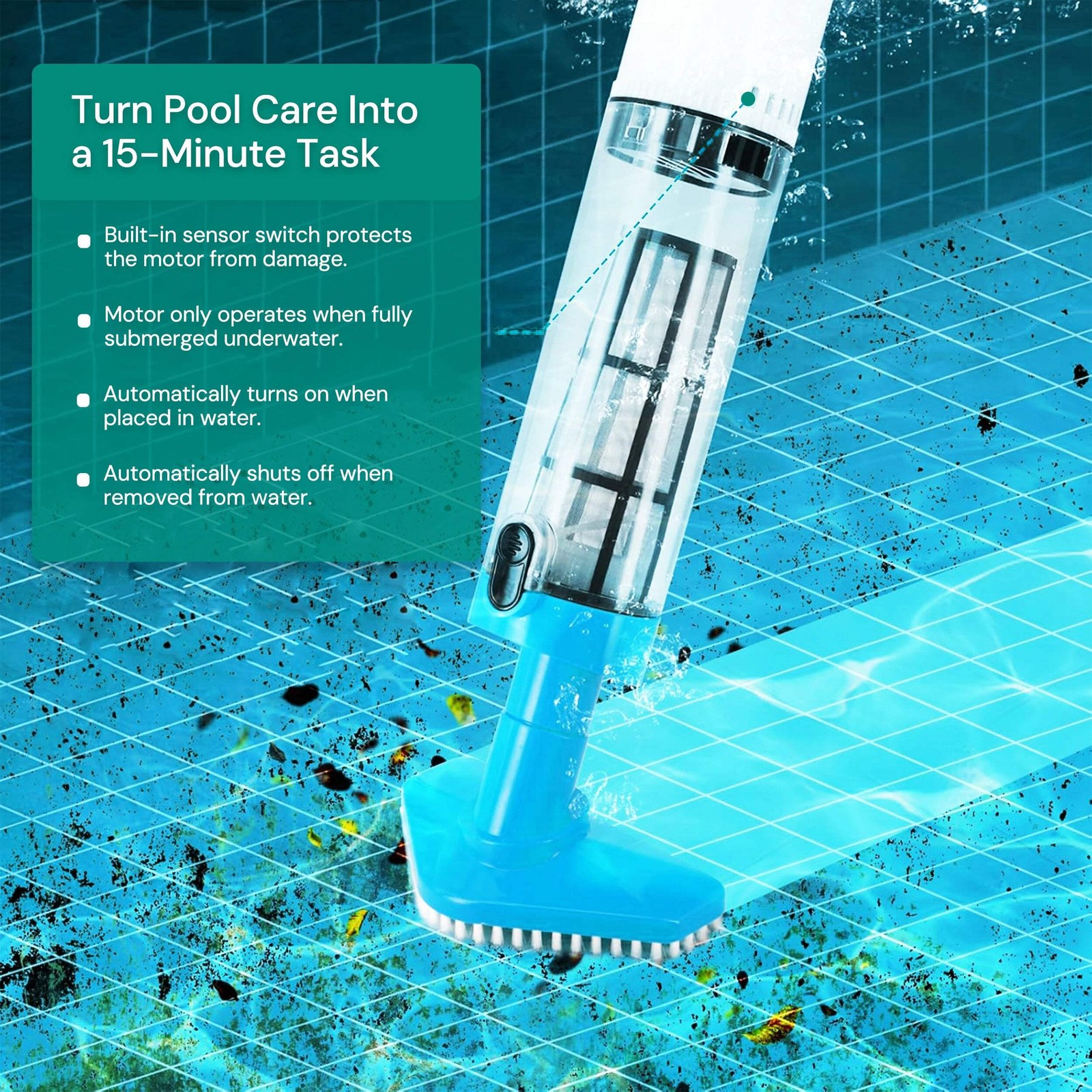 Cordless Rechargeable Pool Vacuum Handheld Pool Cleaner with Telescopic Pole ОЕМ
