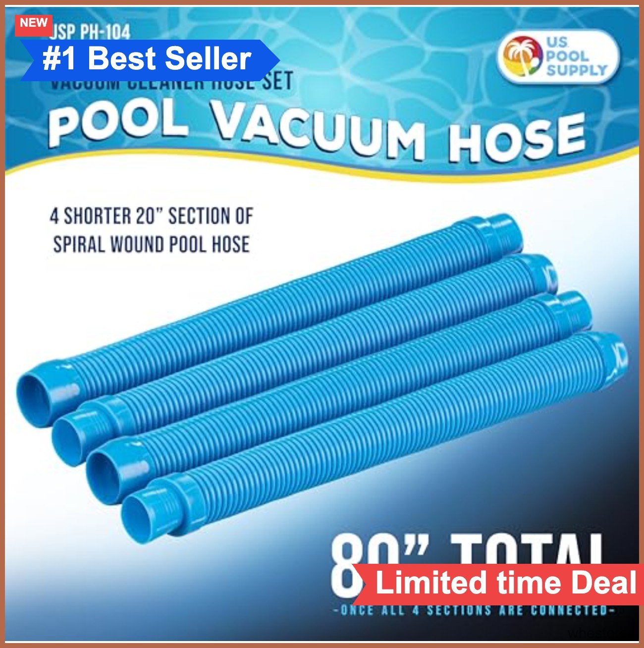Pool Vacuum Hose Sections 4-Pack 20 Inch 1.5 Cuff Extension Replacement