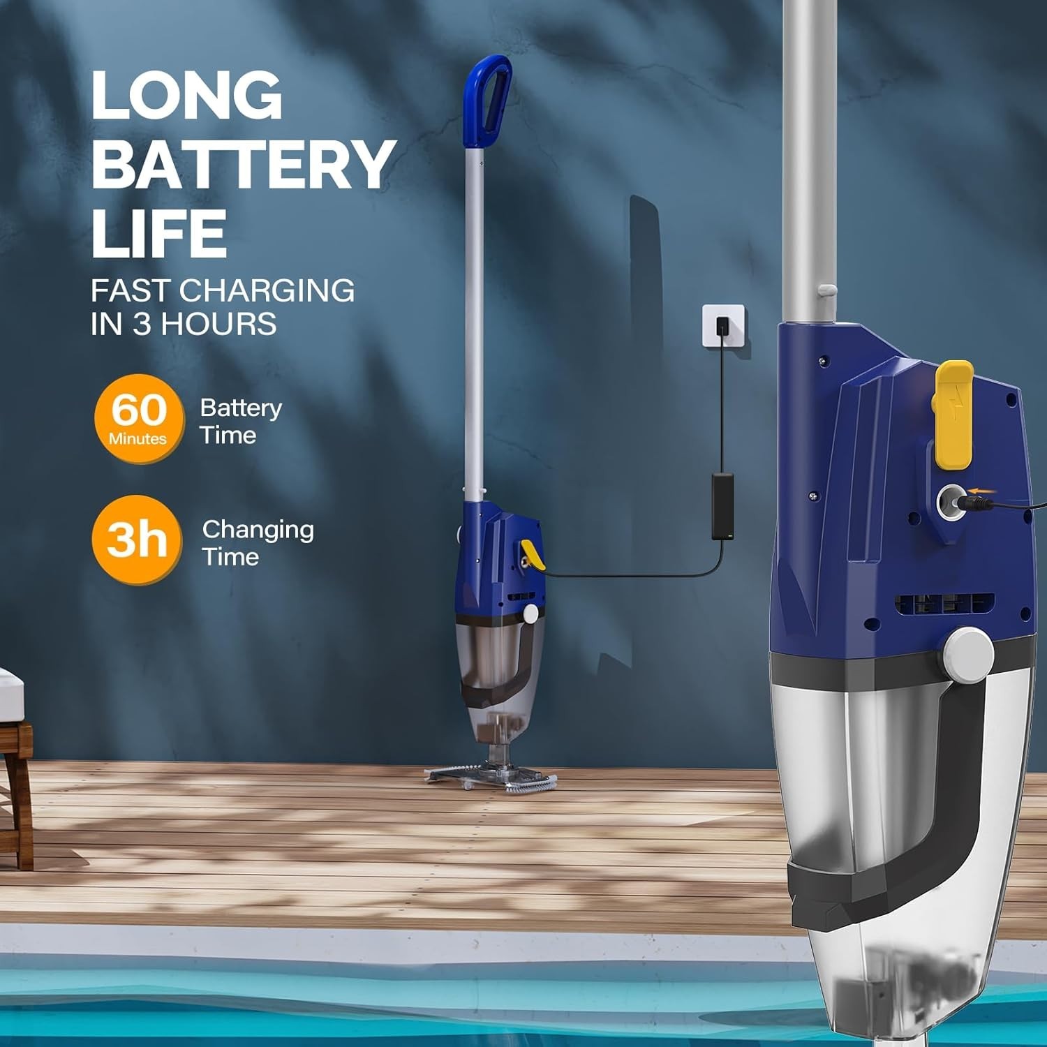 Cordless Handheld Pool Vacuum Cleaner Rechargeable for Inground & Above Groun…