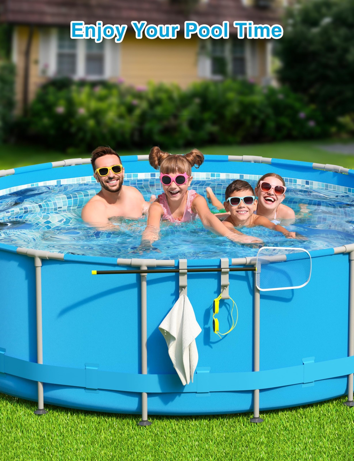 Pool Hooks for Poles – Adjustable 3-Hook Pool Pole Hanger for Above Ground Po…