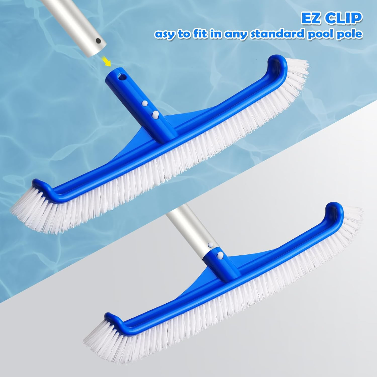 Pool Brush – 17&Prime; Pool Brush Head for Cleaning Pool Walls, Curved Ends High-Effic