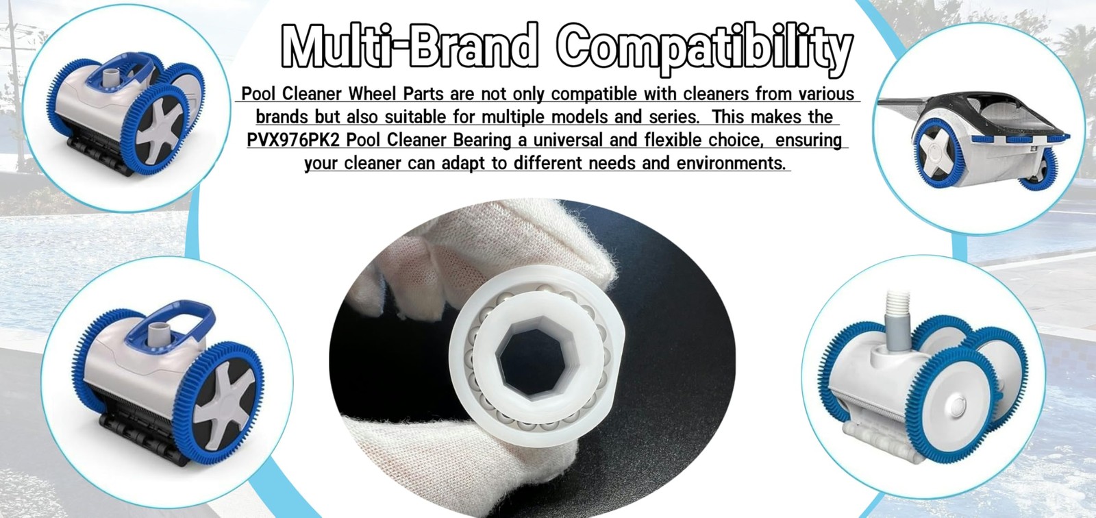 Pool Cleaner Bearing PVX976PK2 – Made of 316 Stainless Steel for Hayward, Aqu…