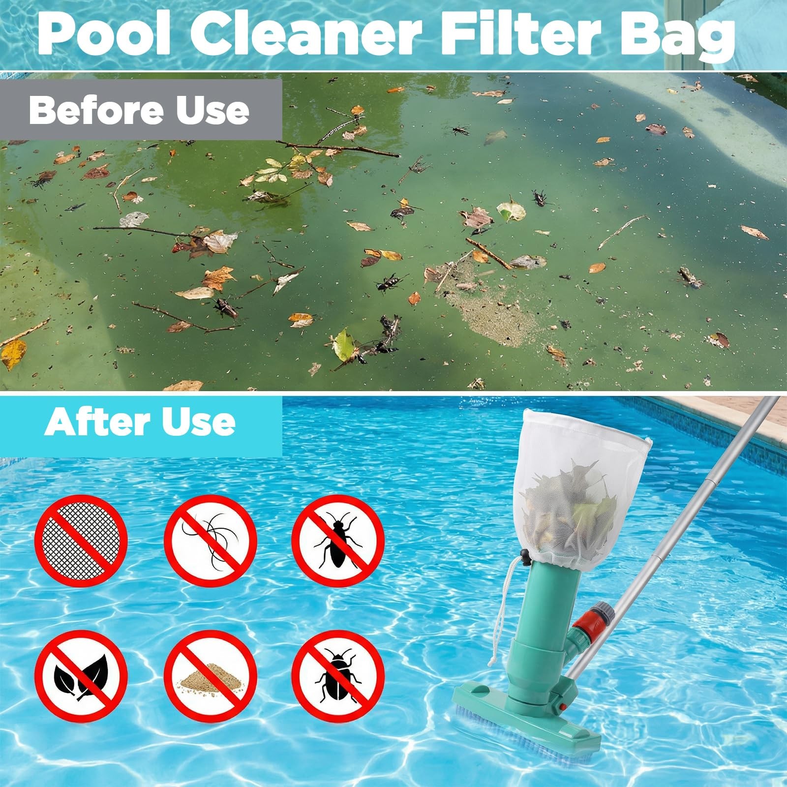 4pcs Pool Vacuum Bag 12.5X 9in Aquarium Mesh Bag Extra Fine Aquarium Filter M…