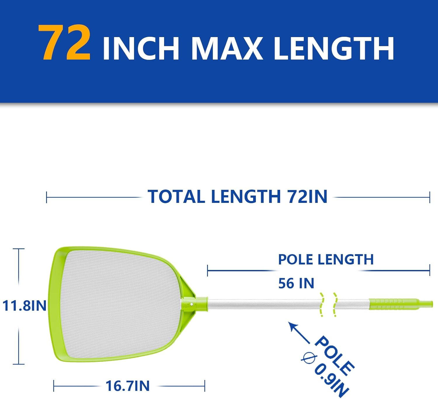 Sepetrel Pool Skimmer Net- Total Length 72 Inches Ultral Fine Mesh Rake with Pol