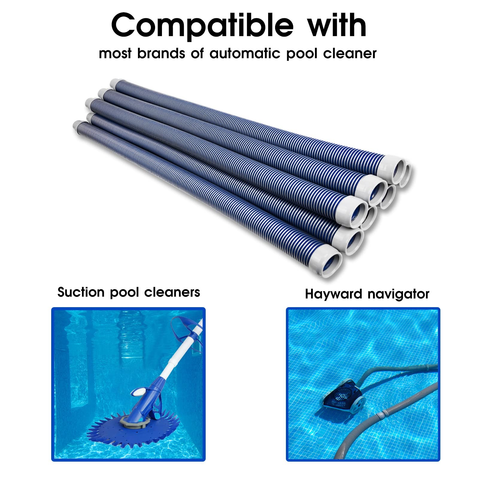 Poolwhale Professional Swimming Pool Vacuum Cleaner Hose -1.5 8 Piece Hoses