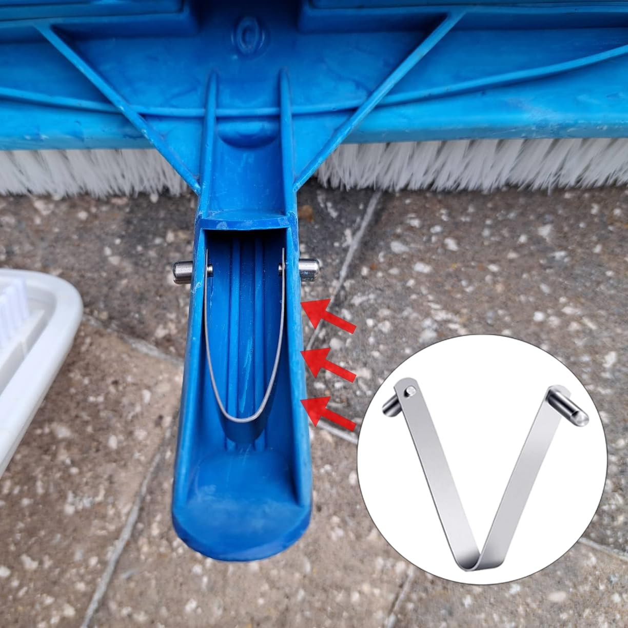 3 PCS Pool Brush V-Shaped Clip,Stainless Steel Universal Pool Pole Butterfly