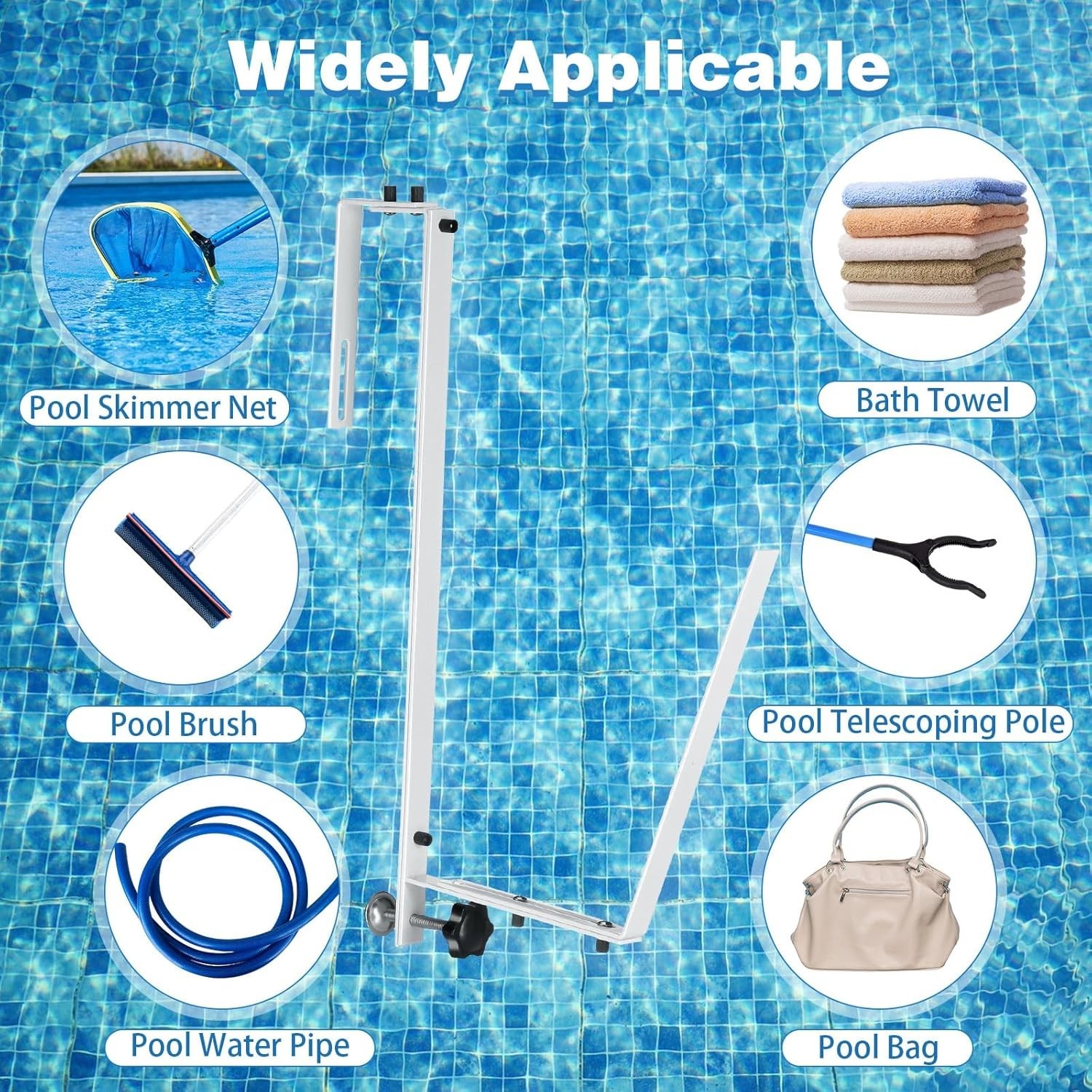 8 Pcs Solar Cover Holder for Above Ground Pool Adj. Solar Holder Storage Hooks