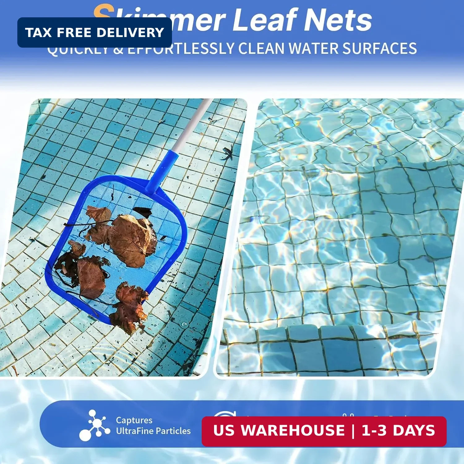 Tavaleu Pool Skimmer, Hot Tub Skimmer Spa Net with Pole, 26 », Ultra Fine Mesh S
