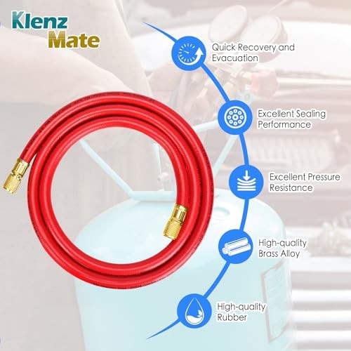 2026 Upgraded 3/8&Prime; HVAC Vacuum Hose,72” Refrigerant Charging Red 6Ft