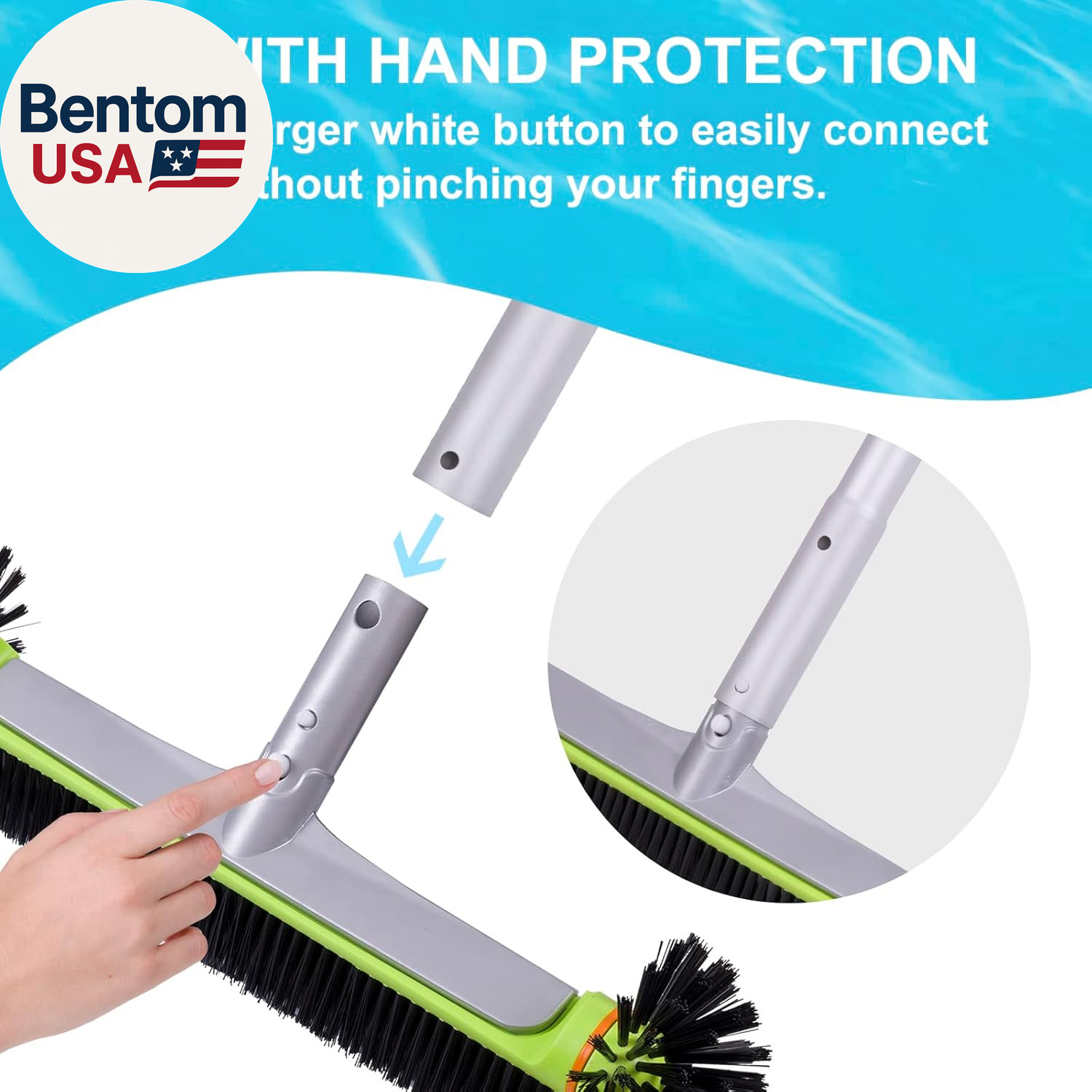 Pool Brush Head for Cleaning Walls,Heavy Duty Inground/Above Ground Swimming Poo