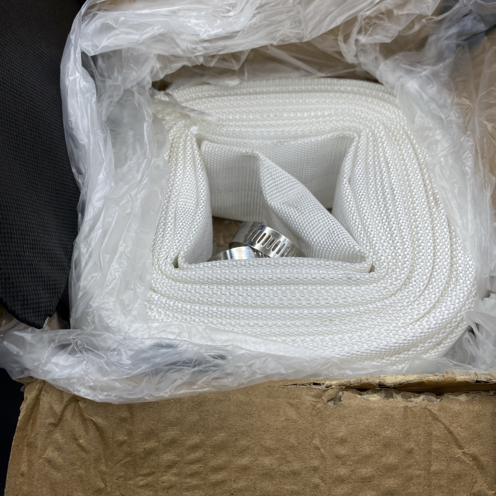 Discharge Hose Lay Flat Hose 1.25” x 30 Feet White Backwash Drain Hose w/Clamp