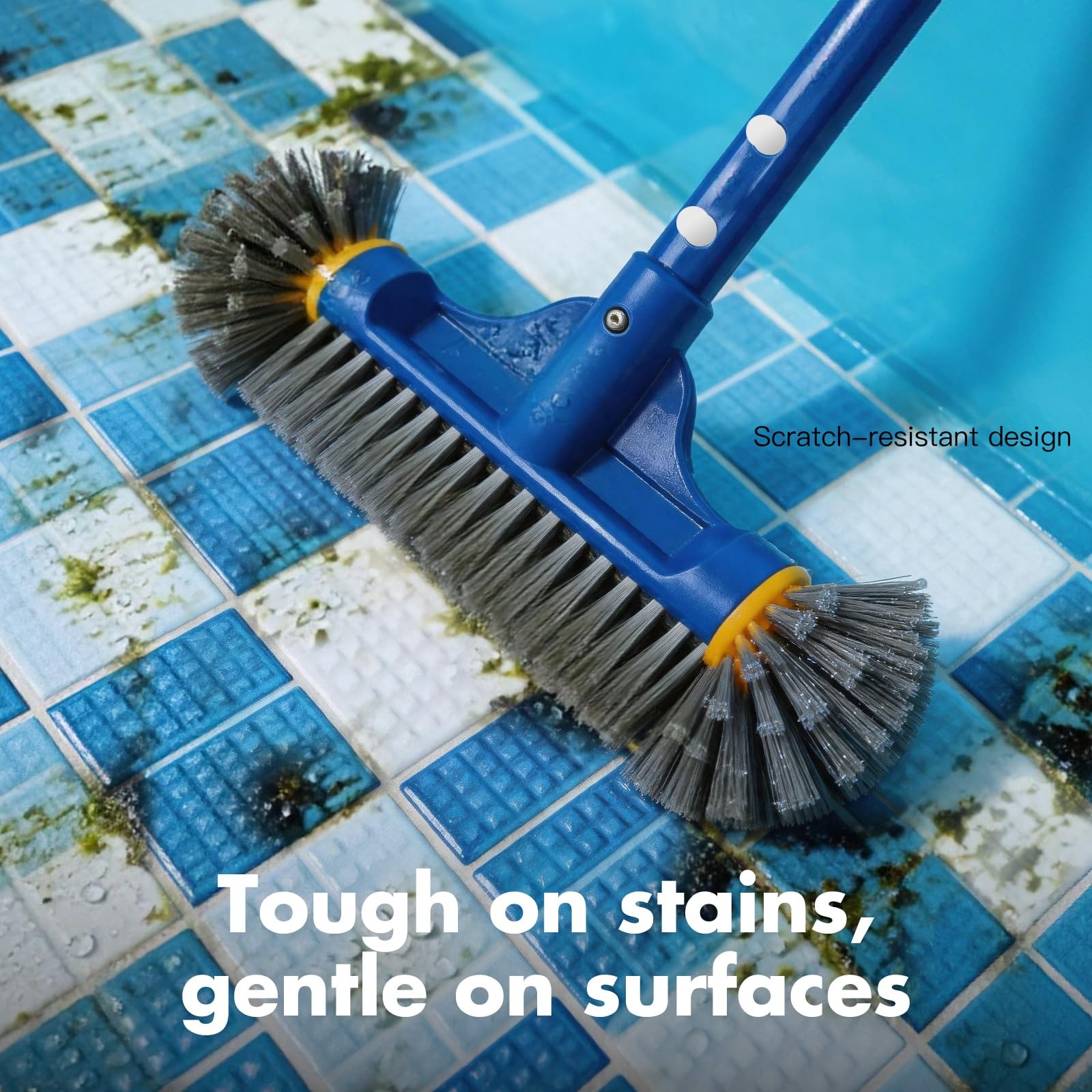 Heavy Duty Pool Brush Head, Premium Nylon Bristles Non-Abrasive Cleaning, Rei…