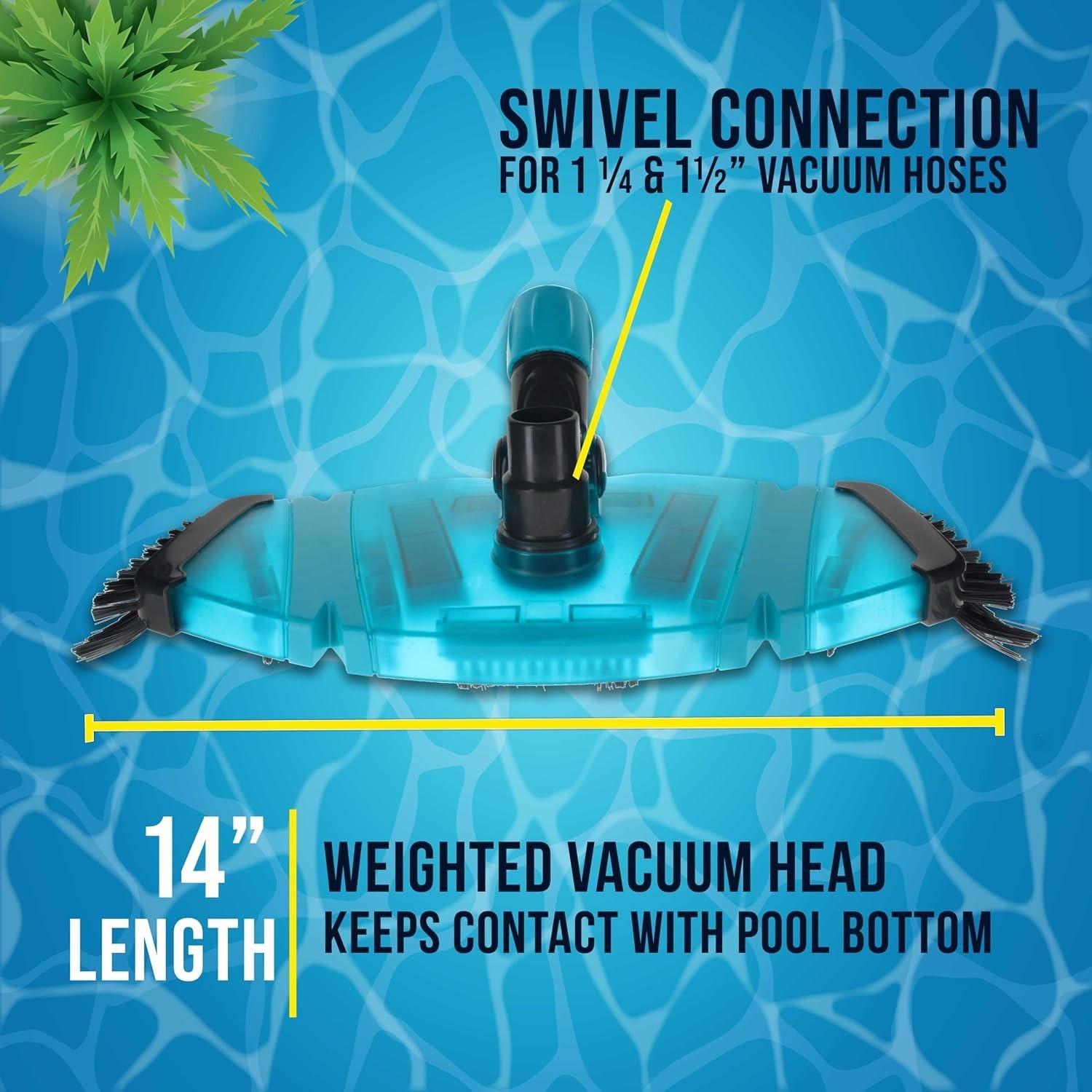 Effortless Pool Cleaning: 14&Prime; Weighted Vacuum Head for Inground & Above-Ground