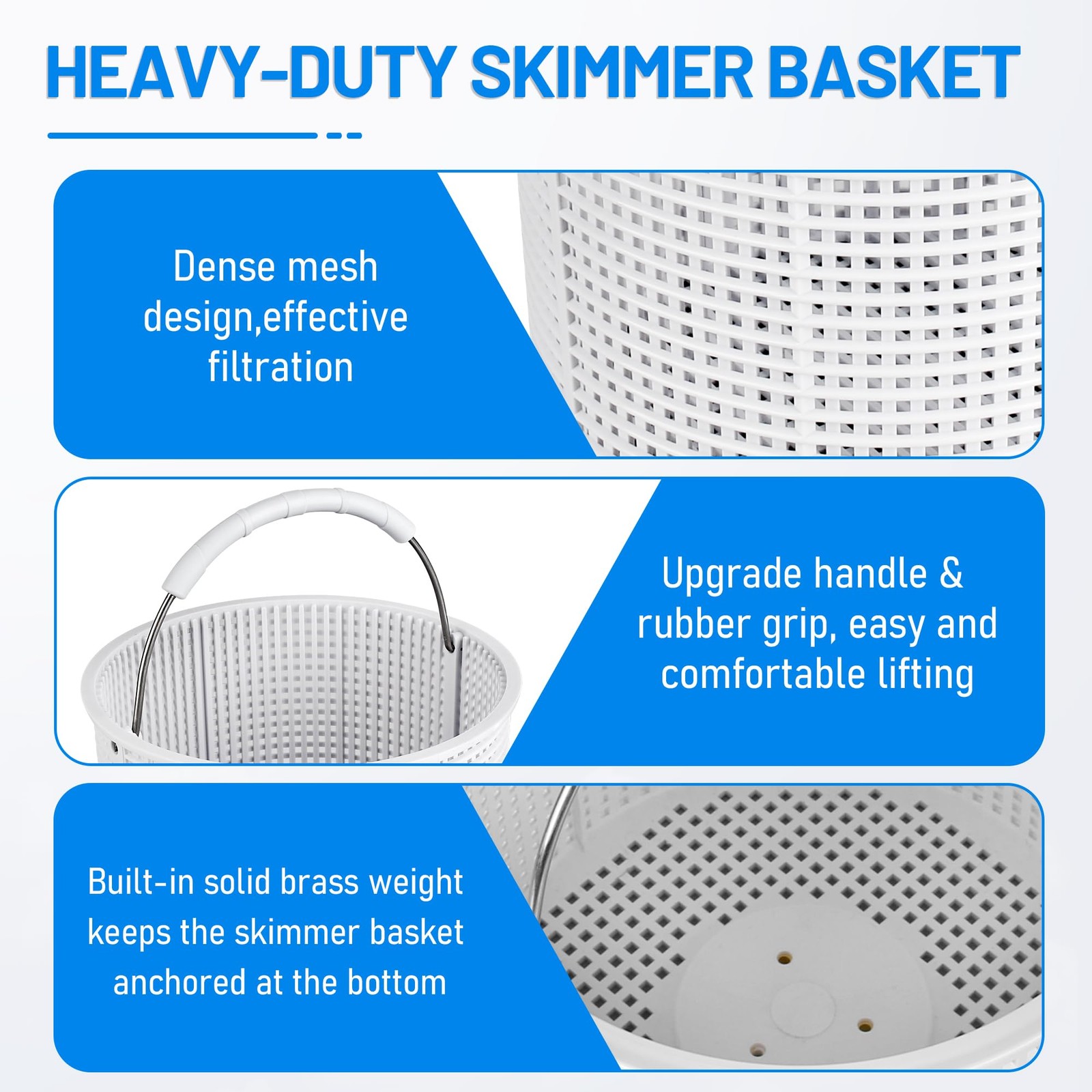 Inground Pool Skimmer Basket Replacement 7 Inch Weighted Stainless Steel Handle