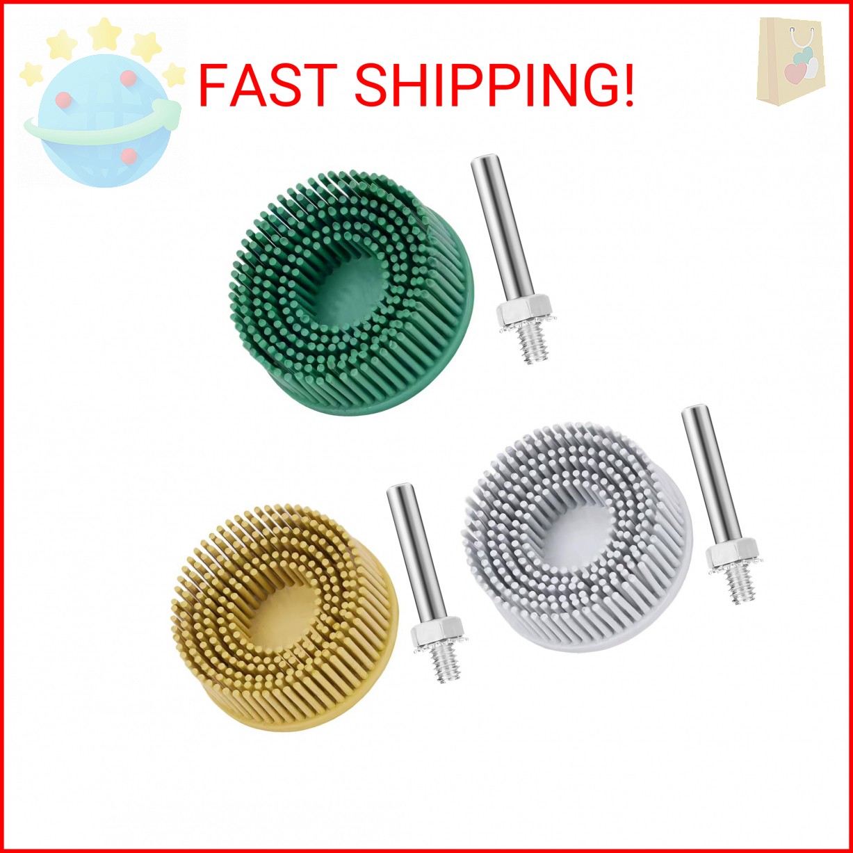Sissatthai 3Pcs Bristle Disc 2 Inch Gasket Remover Wheel Tool – 50#, 80#, 120# S