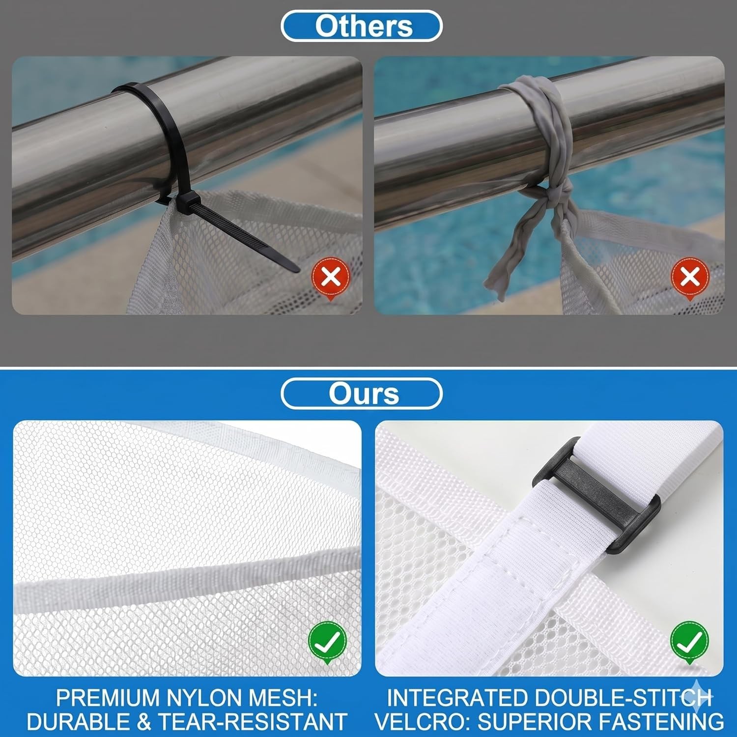 Mesh Storage Solutions for Poolside: 4-Pack Organizer & Adjustable Straps