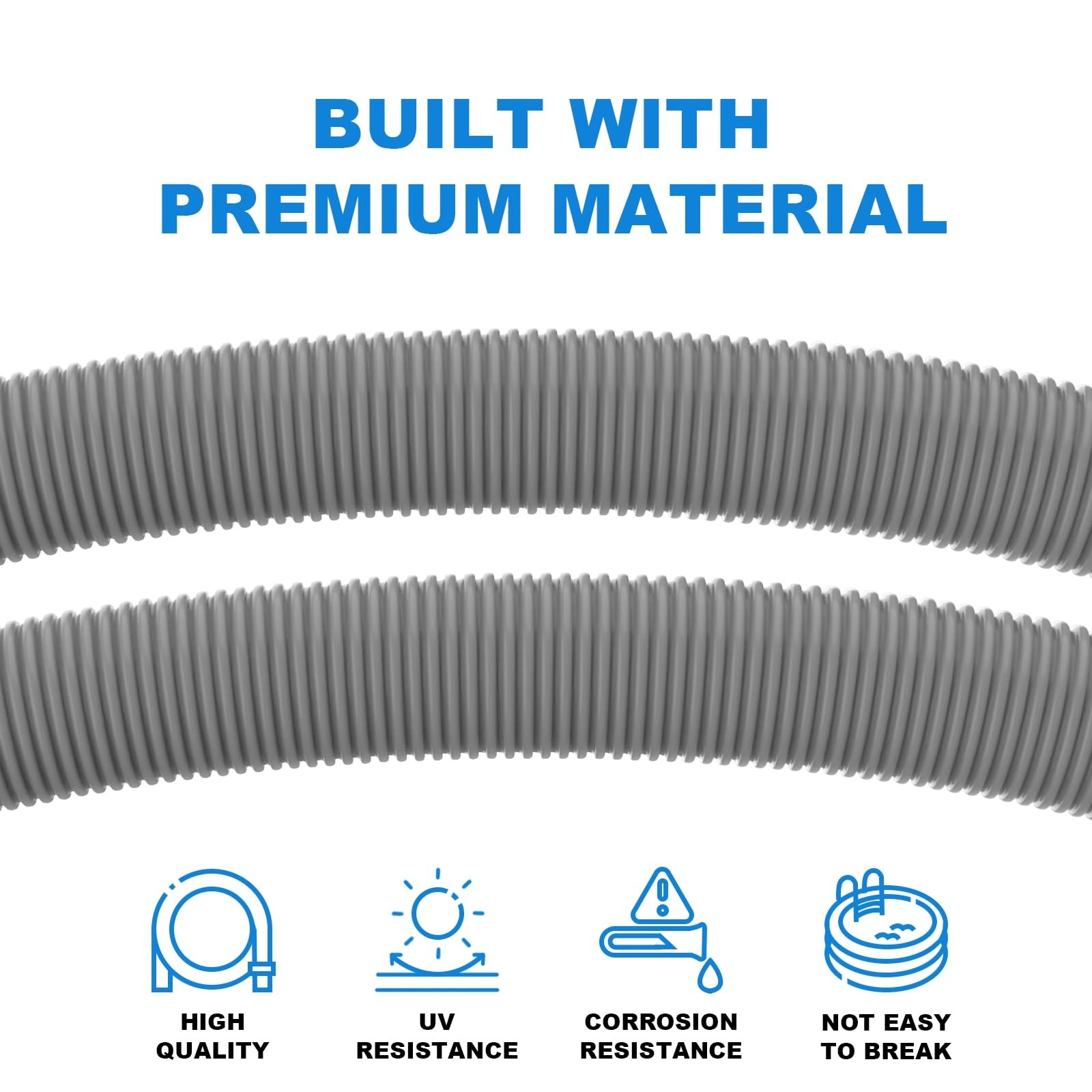 Poolvio Pool Vacuum Hose 2-Pack Spare Replacement 40 Flexible Spiral-Wound Hose