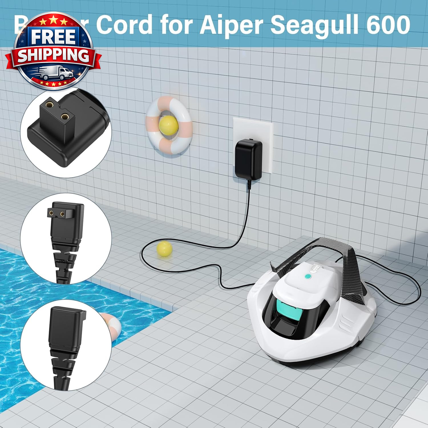12.6V Pool Vacuum Charger for Aiper Seagull 600 Cordless Robotic Pool Cleaner, P