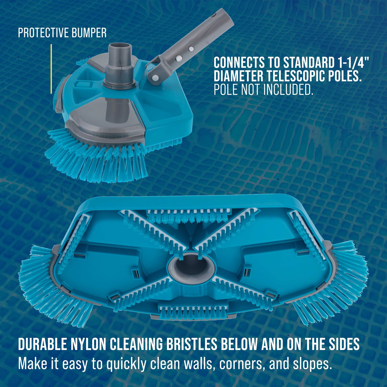 U.S. Pool Supply Deluxe Weighted Pool Vacuum Head, Side Brush, Swivel Connection